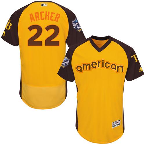 Rays #22 Chris Archer Gold Flexbase Authentic Collection 2016 All-Star American League Stitched MLB Jersey
